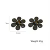 Boucles d'oreilles FYUAN or coloré cristal noir pour femmes surdimensionné fleur mode déclaration bijoux