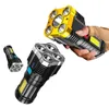 Kraftfull 5 LED -ficklampa USB -uppladdningsbar zoombar campingfackla lykta Taktiska jaktlampor Portable Vandring Cob Lamp