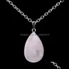H￤nge halsband naturliga kvarts opal stenh￤ngen handgjorda rosguld f￤rgtr￤d av livslindning droppformad kristall h￤nge hals