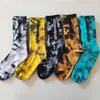 Meias masculinas Fashion Tiedye Calabasas Personality Basketball Match Tidal Youth Designer 3 Pares Box Gift Pack