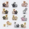 Boucles D'oreilles 1 PCS Mignon Petit Mix Couleur Zircon Double Étoile Boucle D'oreille Classique En Acier Vis Bar Boule Oreille Cartilage Piercing Manchette Bijoux