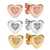 Autentisk 925 Sterling Silver Love Heart Stud Earring Set Rose Gold Wedding Present For Women Girls With Original Box f￶r Pandora CZ Diamond Earrings