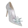 Sparkling 798 Dress Crystal Shoes High Heels Kvinnor 2024 Tidig våren Grunt munpunkt Stiletto Bridal Heel Wedding 75615
