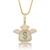 Pendant Necklaces Lucky Sonny Money Bag Necklace Gold Siver Color Male Collar Bijoux US UK Rapper Iced Party Jewelry