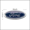 Car Badges Ford Front Grille Tailgate Emblem Oval 6"X2.4" Dark Blue Decal Badge Nameplate For 07-10 Edge 05-11 Escape 06-10 Explo Dhfcp