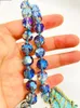 Hanger kettingen van hoge kwaliteit blauw email vlinder groot met kristal strass bead statement ketting