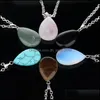 Pendant Necklaces Natural Quartz Opal Stone Pendants Handmade Rose Gold Color Tree Of Life Wrapped Drop Shaped Crystal Pendant Neckl Dhzzp