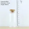 Bouteilles de stockage 6 pièces 37 80mm 60ml Mini bocaux en verre Tube à essai minuscule pot bouchons d'épices bouchon de bouteille épicé contenants de bonbons flacons