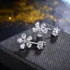 Stud Earrings 925 Sterling Silver Flowers Created Moissanite Gemstone Wedding Party Ear Studs Fine Jewelry Wholesale