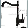 Rubinetti per lavabo Bagno Rubinetti per lavabo Rubinetto per bagno e acqua fredda Bocca girevole Bronzo nero Montaggio su piano Lavandino Rubinetti per acqua di vanità Tnf Ot1Vx