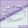 Link Chain 925 Sterling Sier Five Snake Chain Armbands Smooth Bead Armband Women Wedding Engagement Jewelry 1204 T2 Drop Dhumt