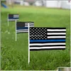 Banner vlaggen Banner vlaggen Thin Blue Line USA Mini Flag Hand Hold kleine miniatuur ter ere van wetshandhavers op stick fade resi Dh0qt