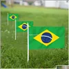 Bandiere per striscioni Bandiere per striscioni Brasile Mini bandiera tenuta in mano Piccola miniatura brasiliana su bastone Colori vivaci resistenti allo sbiadimento 5X8 pollici con Sol Dhv5I