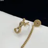 2022 Модельер -дизайнер Bullet Serving Love Brass Stud для женщины бренд простые буквы Gold Diamond Ring Lady Long Tassel Серьги ювелирные украшения