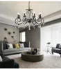 Chandeliers Chandelier Black Crystal 6 Light Elegant Iron Ceiling Fixture For Bedroom Farmhouse