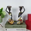 Candle Holders African Statues Candlestick Resin Figurines Retro Holder Interior Home Decoration Crafts Luxury Center Table Ornaments