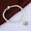 Bracelets porte-bonheur 925 Bracelet en argent Sterling coeur serrure lettre perle mode Simple pour les femmes bijoux cadeau