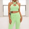 Aktywne zestawy bezproblemowe 2 -częściowy zestaw Cross Cross Ramię Giedle High Talle Pants Trening Fitness Gym Rower Cycling Ensemble Femme