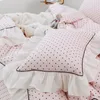 Set biancheria da letto in cotone 100 stile principessa di lusso con volant Copripiumino nero Lenzuolo in lino Federe 4 pezzi per set letto per ragazze T201681045