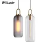 Modern Frosted Glass Pendant Lamp Globe Cylinder Shape Suspension Lighting Bedroom Hotel Cafe Affordable Luxury Plafonds Pendulum Hanging Light