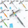 Crystal Metal Ballpoint Pen Rainbow Student Writing Ballpoints Mobile Phone Touch Pen Diamond Gift Pens School Office Supplies BH7741 TYJ