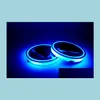 Dekorativa lampor Blue LED Solar Car Cup Mat Anti Slip Bottle Holder Pad Drinks Coaster Inbyggd vibrationsljus Sensor Drop Delivery DH1OK