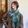 Scarfs Tasarımcı Vintage Yeşil Ekose Eşarp Kadınlar Kış İngiliz Klasik Çok Yönlü Çift Taraflı Taklit Kaşmir Şal Koreli Versiyon Öğrenci Bib Uyzx