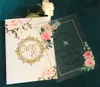 Greeting Cards Envelopes Suits Light Pink White Floral Acrylic Wedding Invitations 10pcs Custom Invite