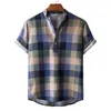 Męskie zwykłe koszule guziki bajeczne lekkie letnią koszulę odporną na zużycie w kratę do codziennego noszenia