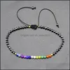 Beaded Strands Natural Agate Chalcedony Stone Alloy M Beads Strands Bracelet 12 Constellation Stones Adjustable Weave Seven Chakra Dhwla