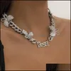 Sautoirs Brillant Rinestone Papillon Collier Ras Du Cou Mignon Ange Lettre Chunky Cristal Collier Femmes Bijoux Cadeau Drop Delivery 2022 Cou Dhgre