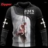 Herrtrålar Jesus är min kung casual hoodie våren unisex 3d tryck sublimering zipper pullover harajuku mode män/kvinnor tröja