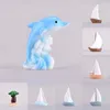 Decorative Figurines 1 PCs Beach Ocean Series Decorations Cute Sailing Yachts Lighthouse Dolphins Resin Craft For Aquarium Accessories