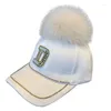 Ball Caps HT010 Autumn Winter Hip Hop Felt Baseball Cap Women Thick Warm Bone Snapback Hat Female Fashion Polyester Fur Pom Hats