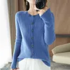 Women's Knits Tees Round Neck Knitted Cardigan Women's 21Autumn And Winter New Outer Wear All-Match Base Sweater Korean Hang Article Loose Coat Top T221012