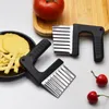 Multi Purpose Stainless Steel Fruit Vegetable Tools Silver French Fries Cutter Wave Knife Serrated Blade Kitchen Supplies LX5189