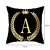 Pillow 2022 Black Gold Letter Peach Skin Pillowcase Crown Sofa Cover Customized Amazon Explosive Household Items