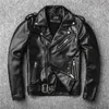 Chaqueta de cuero de imitación clásica perfecta para hombre Cuero de motocicleta 100 Piel de oveja natural Negro Abrigo genuino Slim Moto 221012