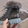 أحذية الشتاء فو فو فرو الاطفال أحذية صلبة أفخم حذاء الكاحل الدافئ للأطفال