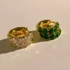 Hoop Earrings AENSOA Good Quality Green Color Zircon Small For Women Gold 2022 Party JewelryGift