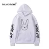 Luvtröjor herr Tröjor Bad Bunny Luvtröjor Sweatshirts Herr/Kvinnor Casual Fleece Luvtröja Man Vinter Harajuku Träningsoveraller Hoody Oversized kläder Streetwear