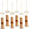 Feestbenodigdheden Wood Donut Stands Bagels Display Holder voor Baby Shower Bruiloft Verjaardagstafel Decoraties XBJK2210