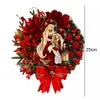 Decorative Flowers Wreaths Sacred Christmas Wreath With Lights Hanging Ornaments Front Door Wall Decorations Merry Christmas Tree Artificial Garland T221007