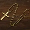 Kedjor Simple Cross Halsband Rostfritt Titanium Steel Pendant For Men Minimalistiska smycken Manlig b￶n Silverhalsband