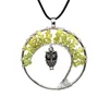 Creative Owl Pendant Necklace Natural Crystal Gravel Life Tree Necklace Fashion Accessories Christmas Gift