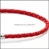 Charm Bracelets 1Pcs Leather Bracelet Black Red Chain Fit For Pandora Bangle Women Children Gift Drop Delivery 2022 Jewelry Bracelets Dhbfq