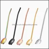 Spoons 304 Stainless Steel Filter St Summer Cold Drinking Spoon Creative Coffee Mixing Spoons Bar Kitchen Tool 5 Colors Drop Delivery Otb6W