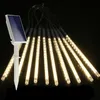 35 cm 50 cm 10 tubes solaire LED chaîne étanche LED météore pluie lumières guirlandes de rue décorations d'arbre de noël pour l'extérieur