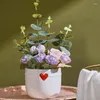 Decorative Flowers Home Decor Artificial Rose Simulation Living Room Table Decoration Indoor Potted Plants Ornaments Creative Nordic Gifts