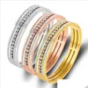 Bangle Fashion Bangle Ornament Wholesale Titanium Steel Diamond Bracelet Womens Wide Face Stainless Bracelets Clasp Sier Rose Gold D Dhtgp